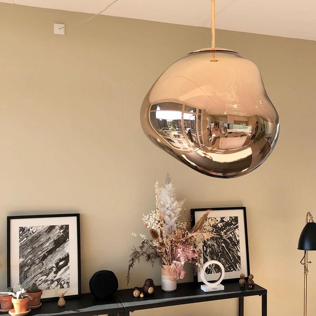 Molten Pendant Light, Mirror Effect Metallic Hanging Lamp