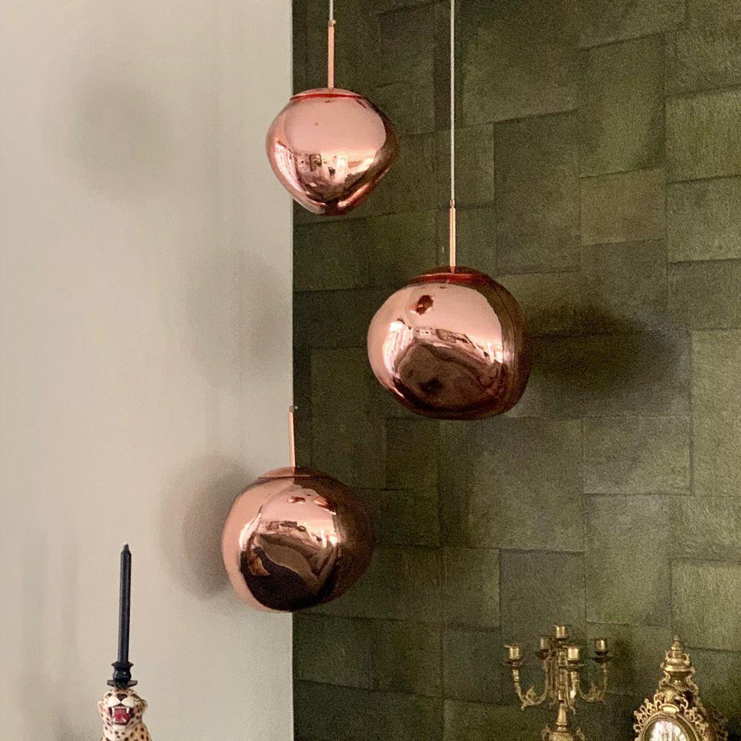 Molten Pendant Light, Mirror Effect Metallic Hanging Lamp