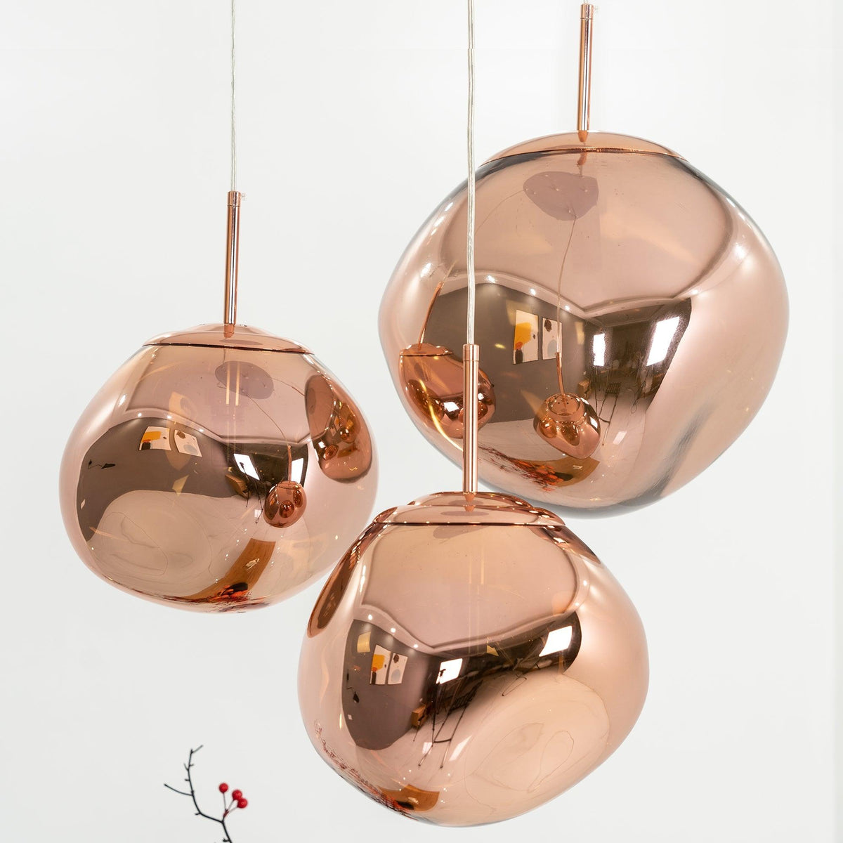 Molten Pendant Light, Mirror Effect Metallic Hanging Lamp