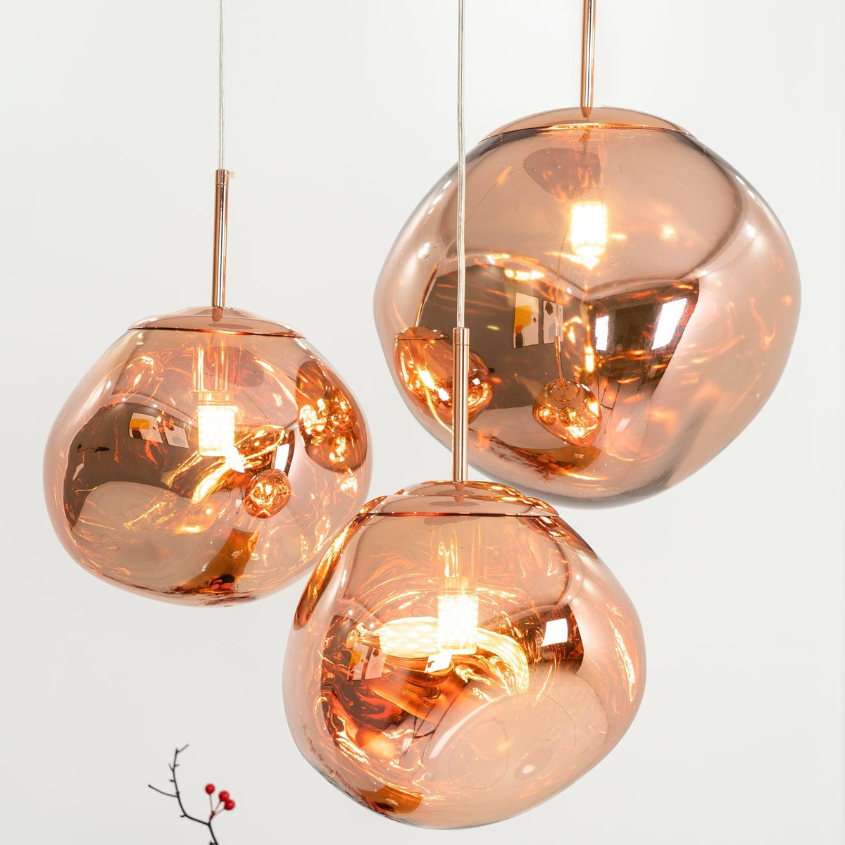 Molten Pendant Light, Mirror Effect Metallic Hanging Lamp