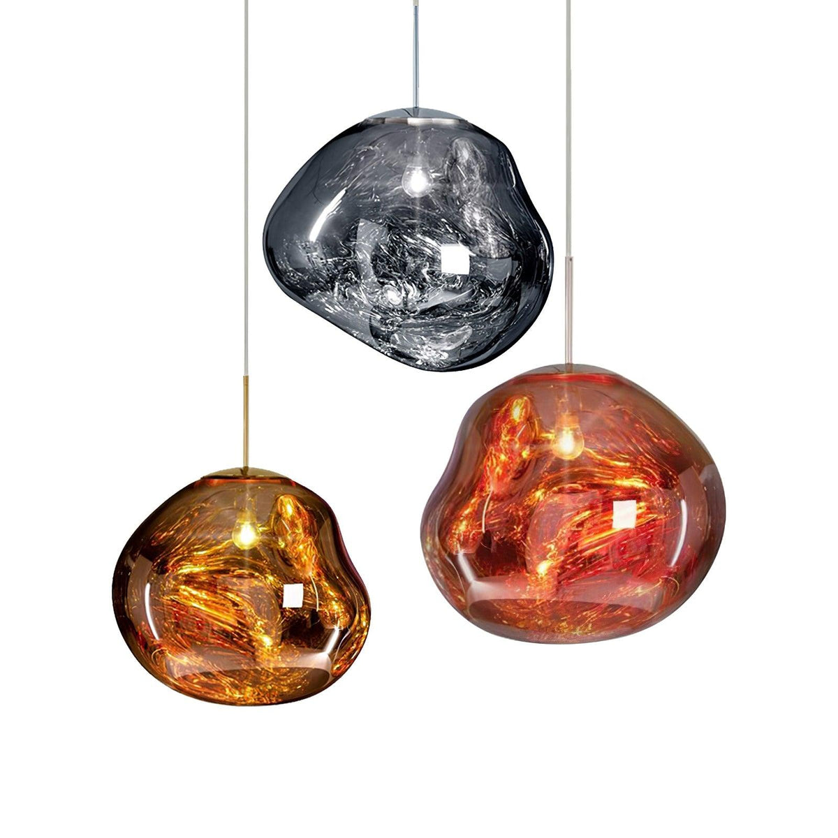 Molten Pendant Light, Mirror Effect Metallic Hanging Lamp