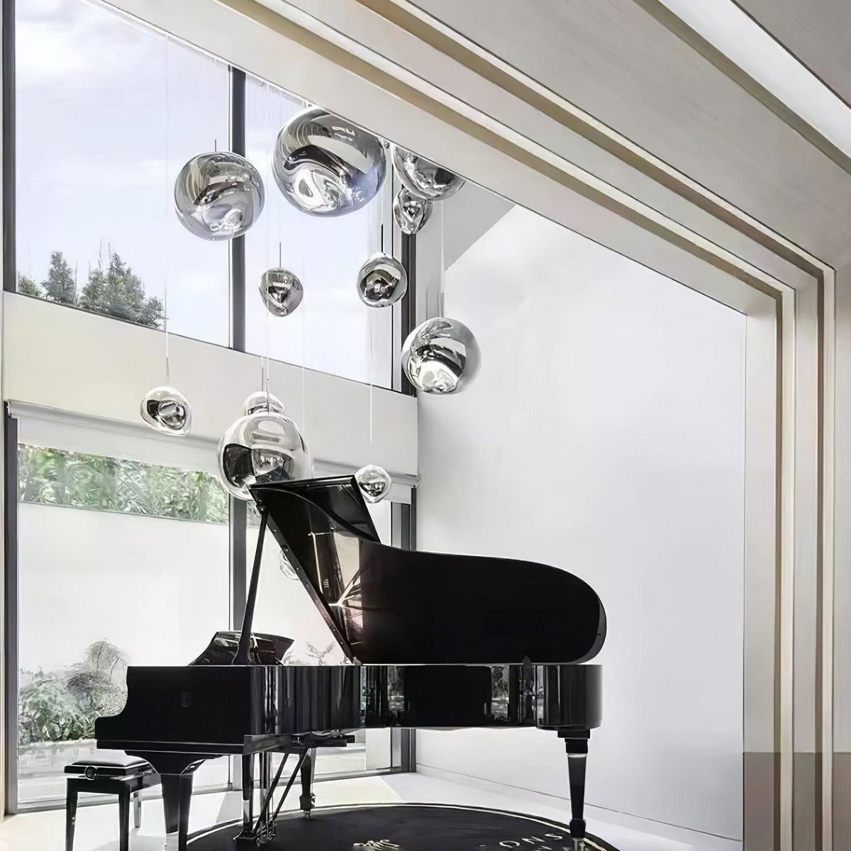 Molten Pendant Light, Mirror Effect Metallic Hanging Lamp