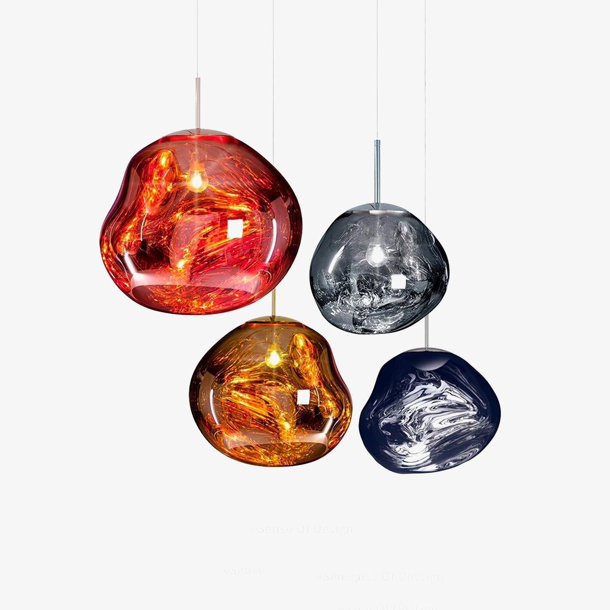 Molten Pendant Light, Mirror Effect Metallic Hanging Lamp