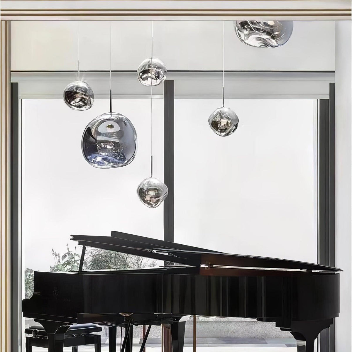 Molten Pendant Light, Mirror Effect Metallic Hanging Lamp