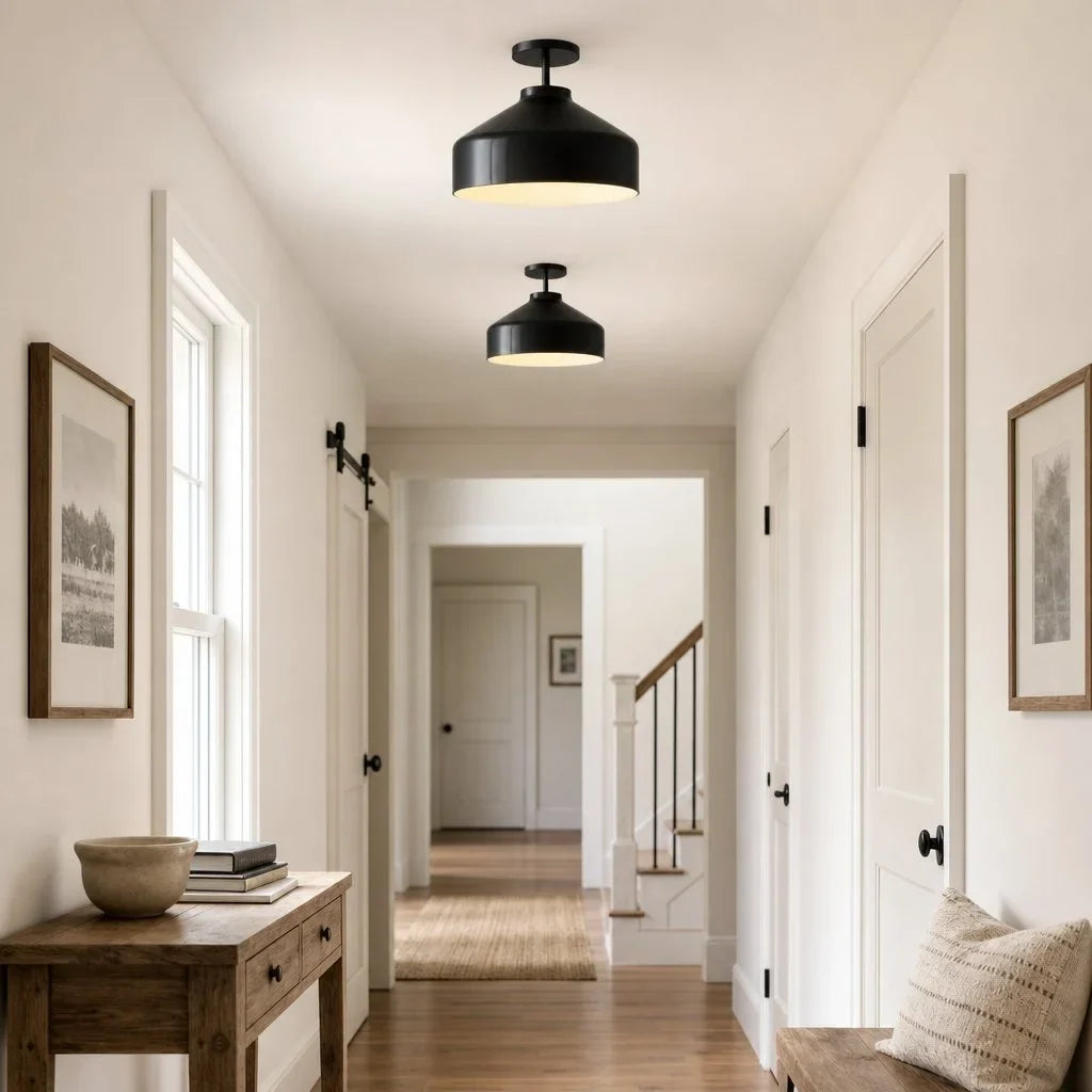Nordic Flush Mount Ceiling Light, Metal or Glass Dome Shade