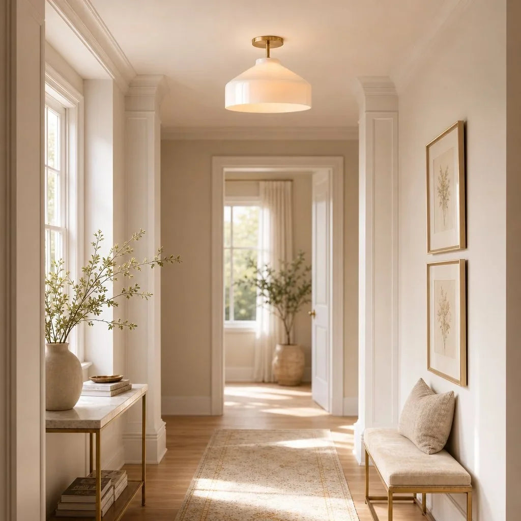 Nordic Flush Mount Ceiling Light, Metal or Glass Dome Shade