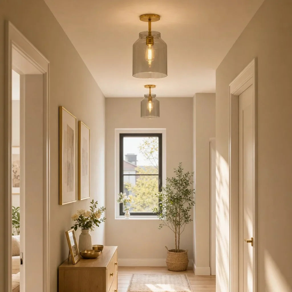 Nordic Flush Mount Ceiling Light, Metal or Glass Dome Shade