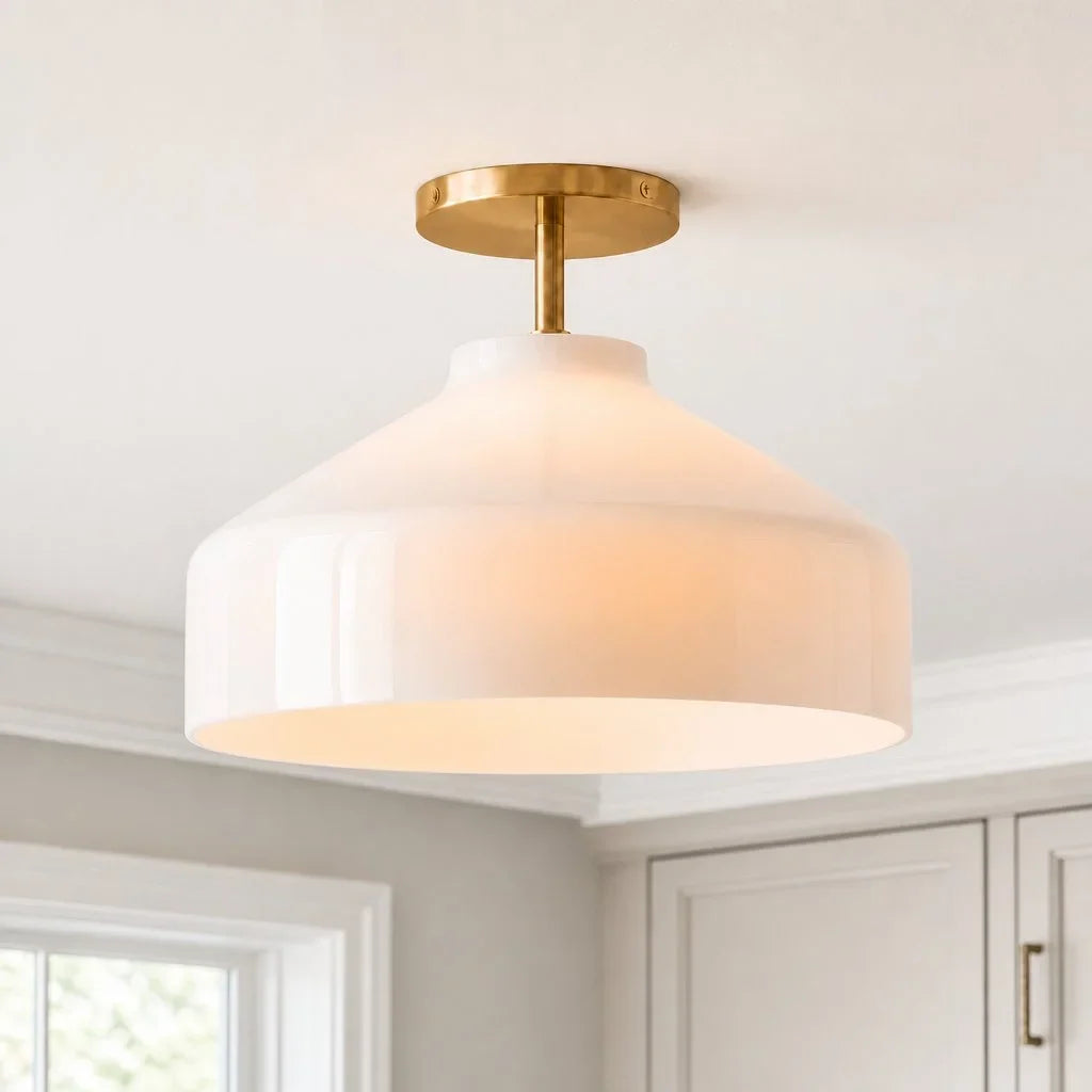 Nordic Flush Mount Ceiling Light, Metal or Glass Dome Shade