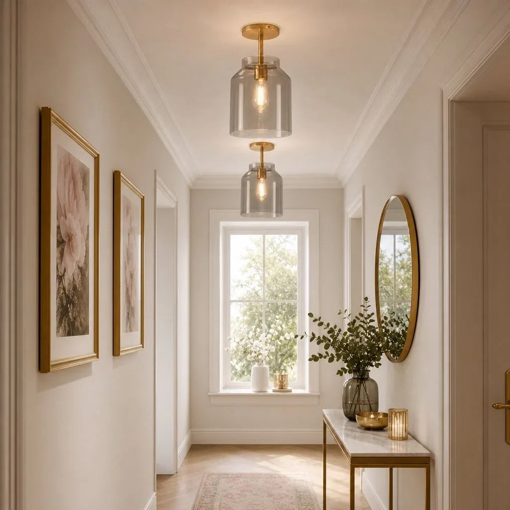 Nordic Flush Mount Ceiling Light, Metal or Glass Dome Shade