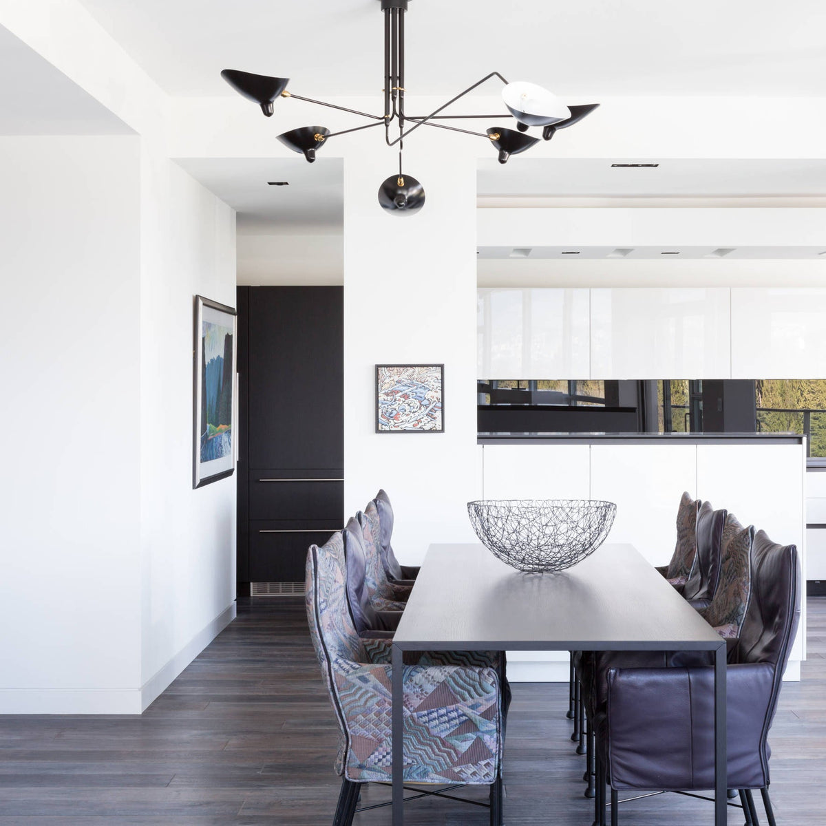 Mid Century Multi-Arm Chandelier, Linear Dining Room Light