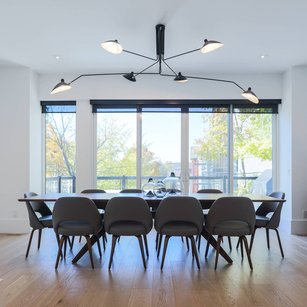 Mid Century Multi-Arm Chandelier, Linear Dining Room Light
