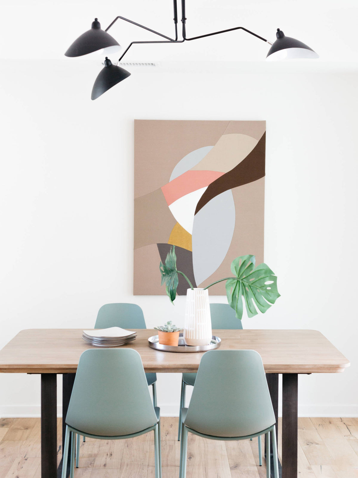 Mid Century Multi-Arm Chandelier, Linear Dining Room Light
