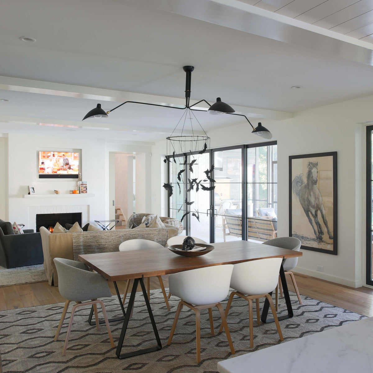 Mid Century Multi-Arm Chandelier, Linear Dining Room Light