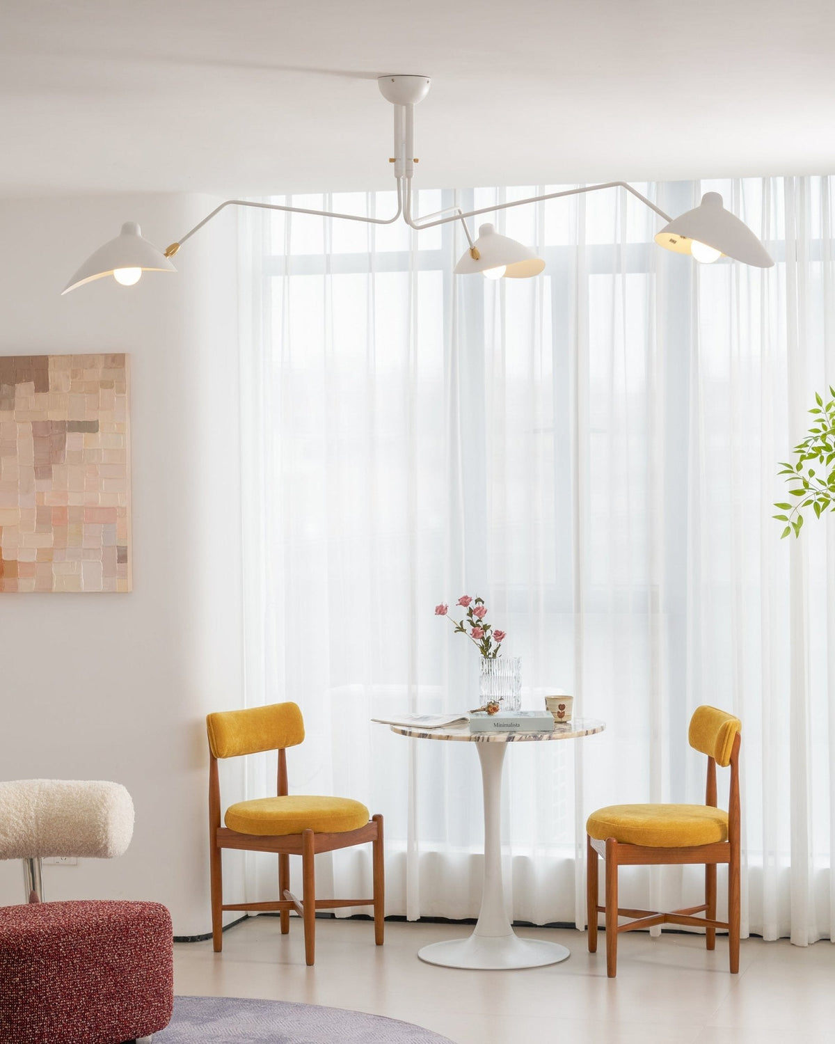 Mid Century Multi-Arm Chandelier, Linear Dining Room Light