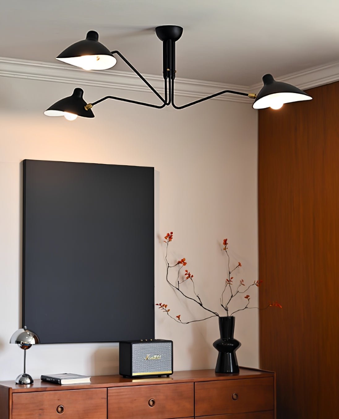 Mid Century Multi-Arm Chandelier, Linear Dining Room Light