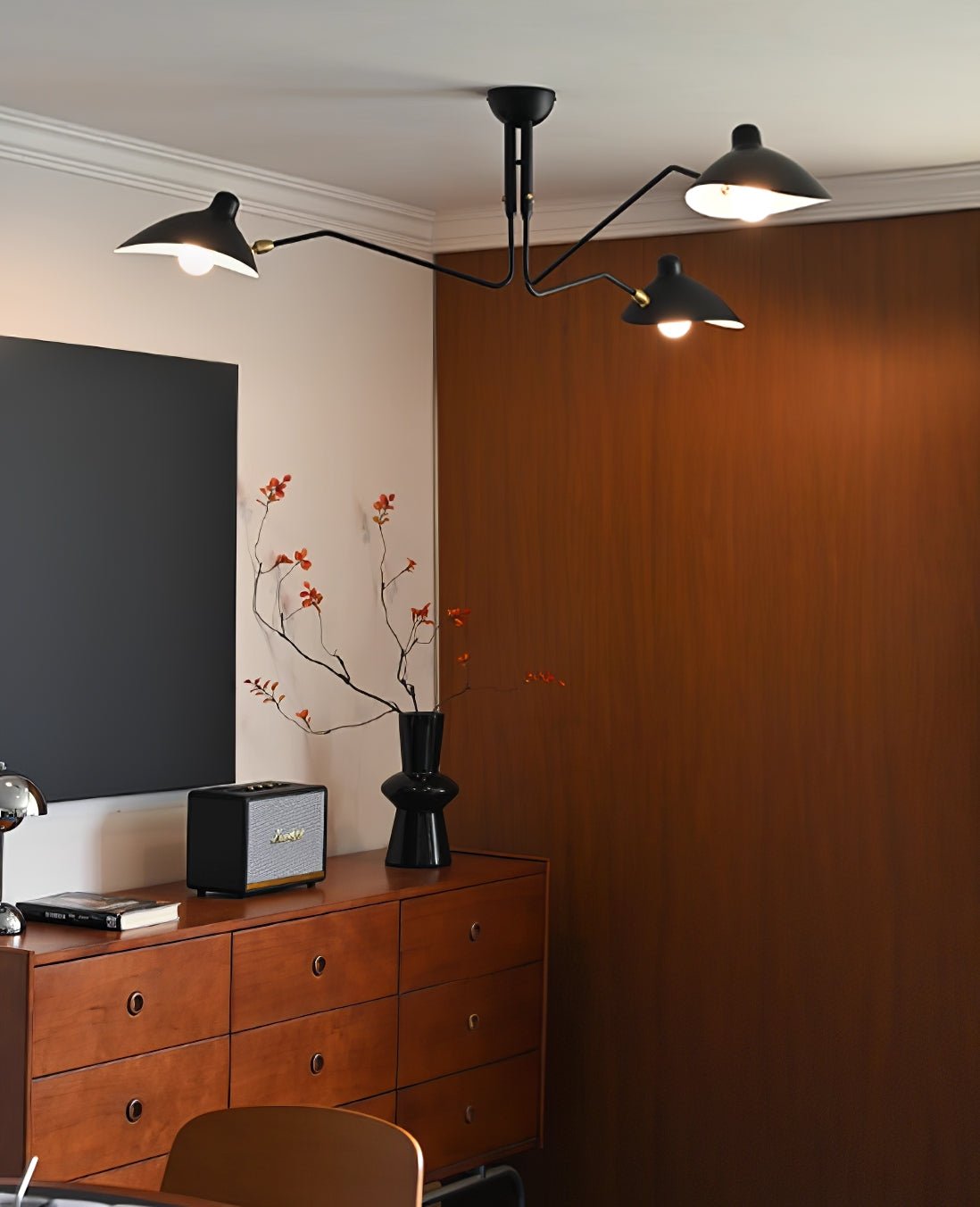 Mid Century Multi-Arm Chandelier, Linear Dining Room Light