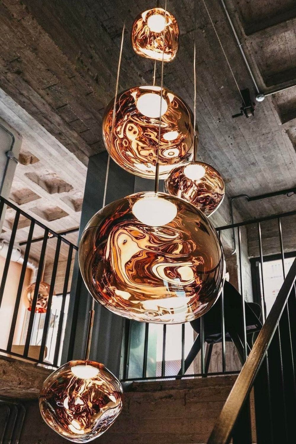 Molten Pendant Light, Mirror Effect Metallic Hanging Lamp