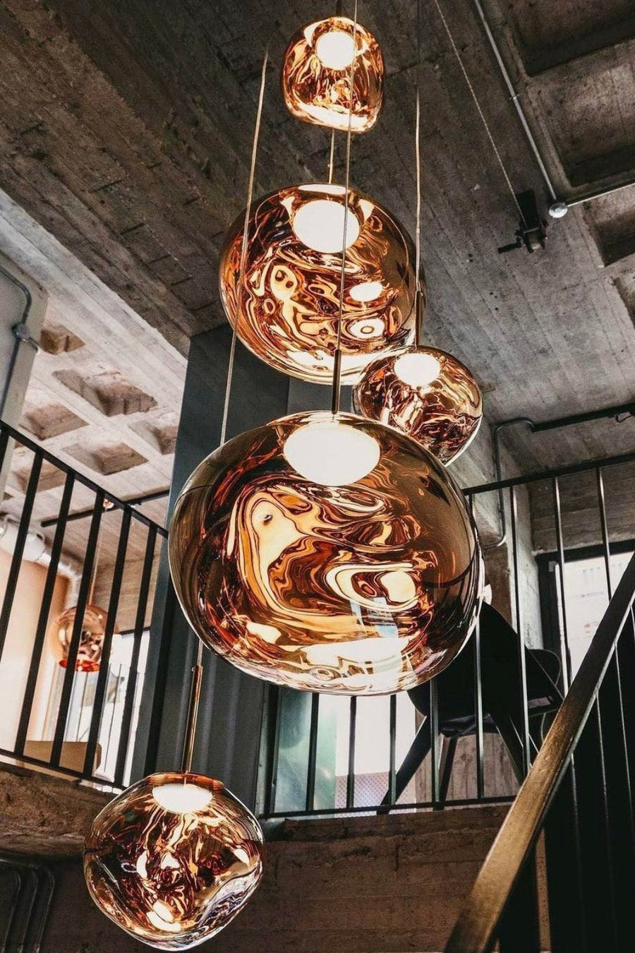Molten Pendant Light, Mirror Effect Metallic Hanging Lamp