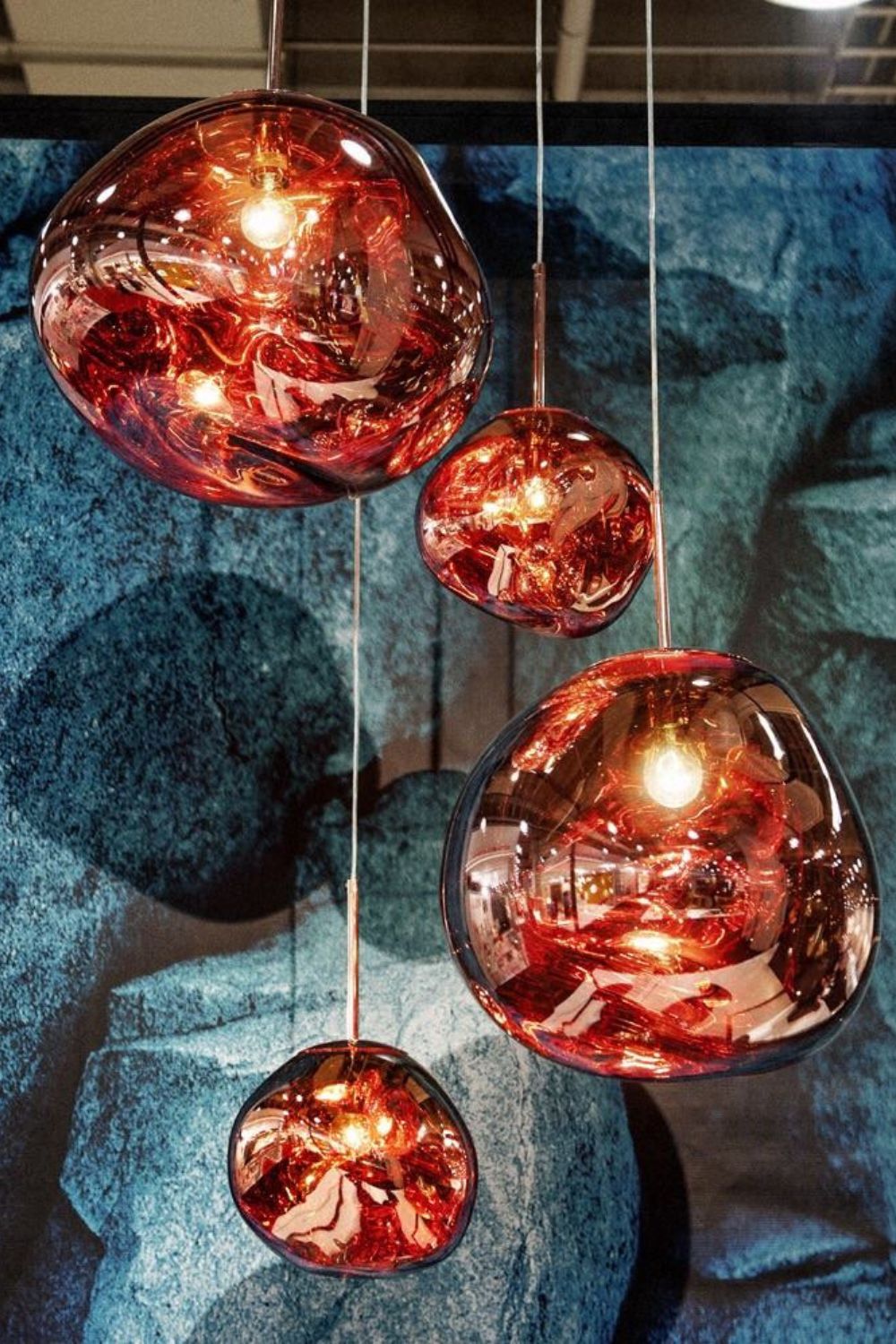 Molten Pendant Light, Mirror Effect Metallic Hanging Lamp