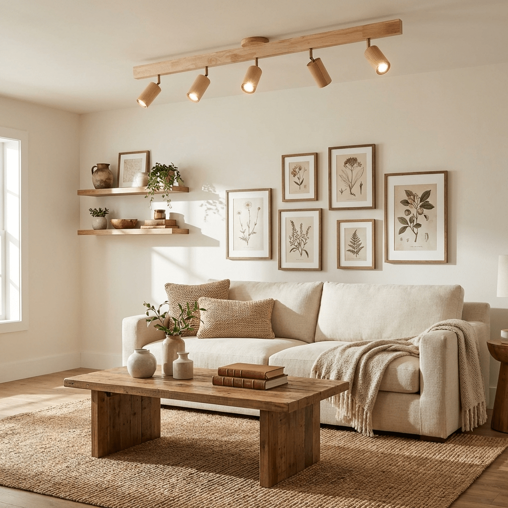 Wood Ceiling Spotlight Bar, Track Style 1-5 Head Wall Light