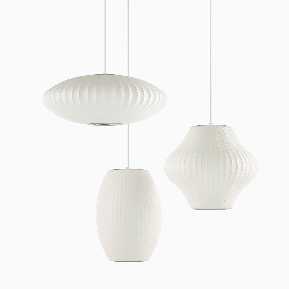 Silk Bubble Pendant Light, Mid Century Bubble Lamp Shade