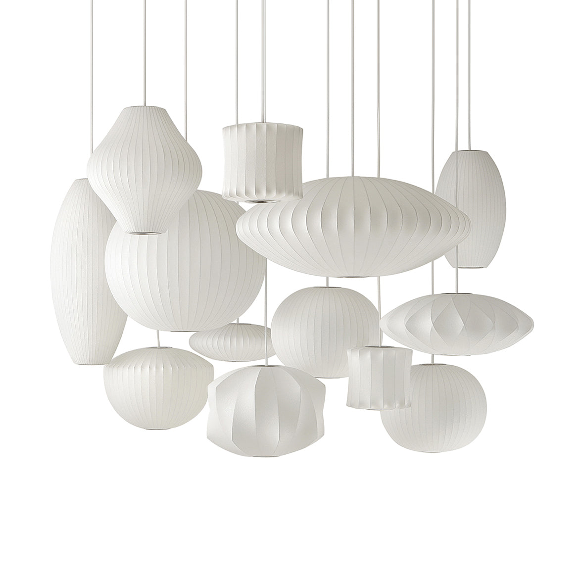 Silk Bubble Pendant Light, Mid Century Bubble Lamp Shade