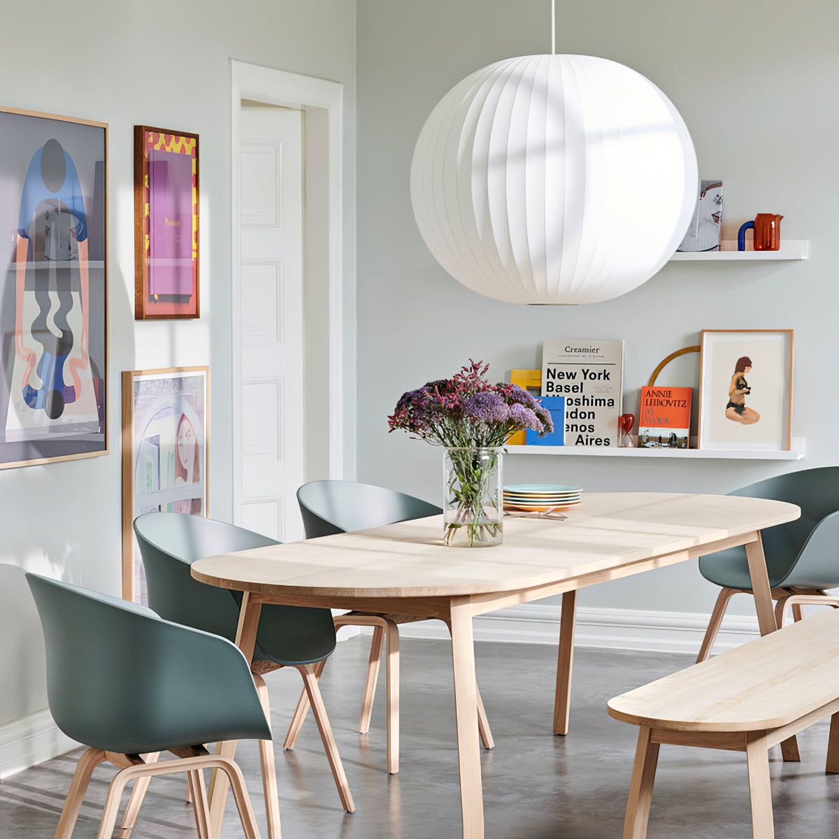 Silk Bubble Pendant Light, Mid Century Bubble Lamp Shade