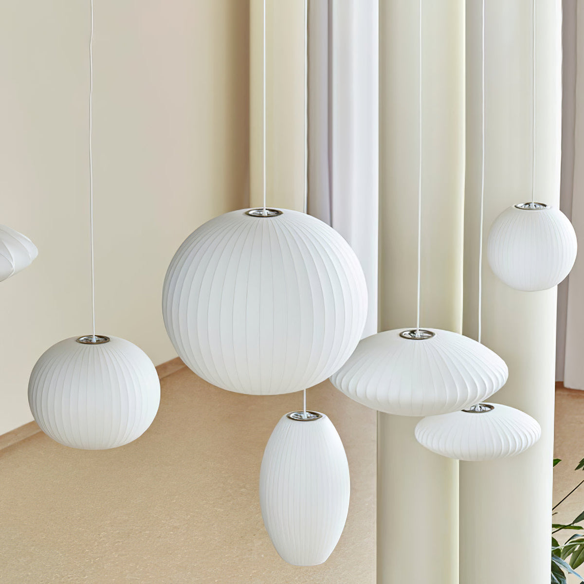 Silk Bubble Pendant Light, Mid Century Bubble Lamp Shade