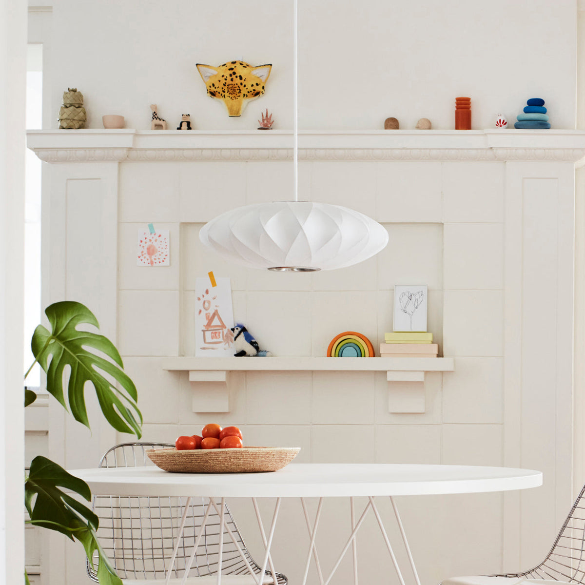 Silk Bubble Pendant Light, Mid Century Bubble Lamp Shade