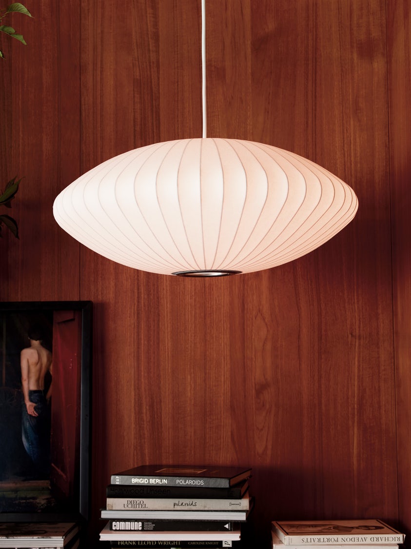 Silk Bubble Pendant Light, Mid Century Bubble Lamp Shade