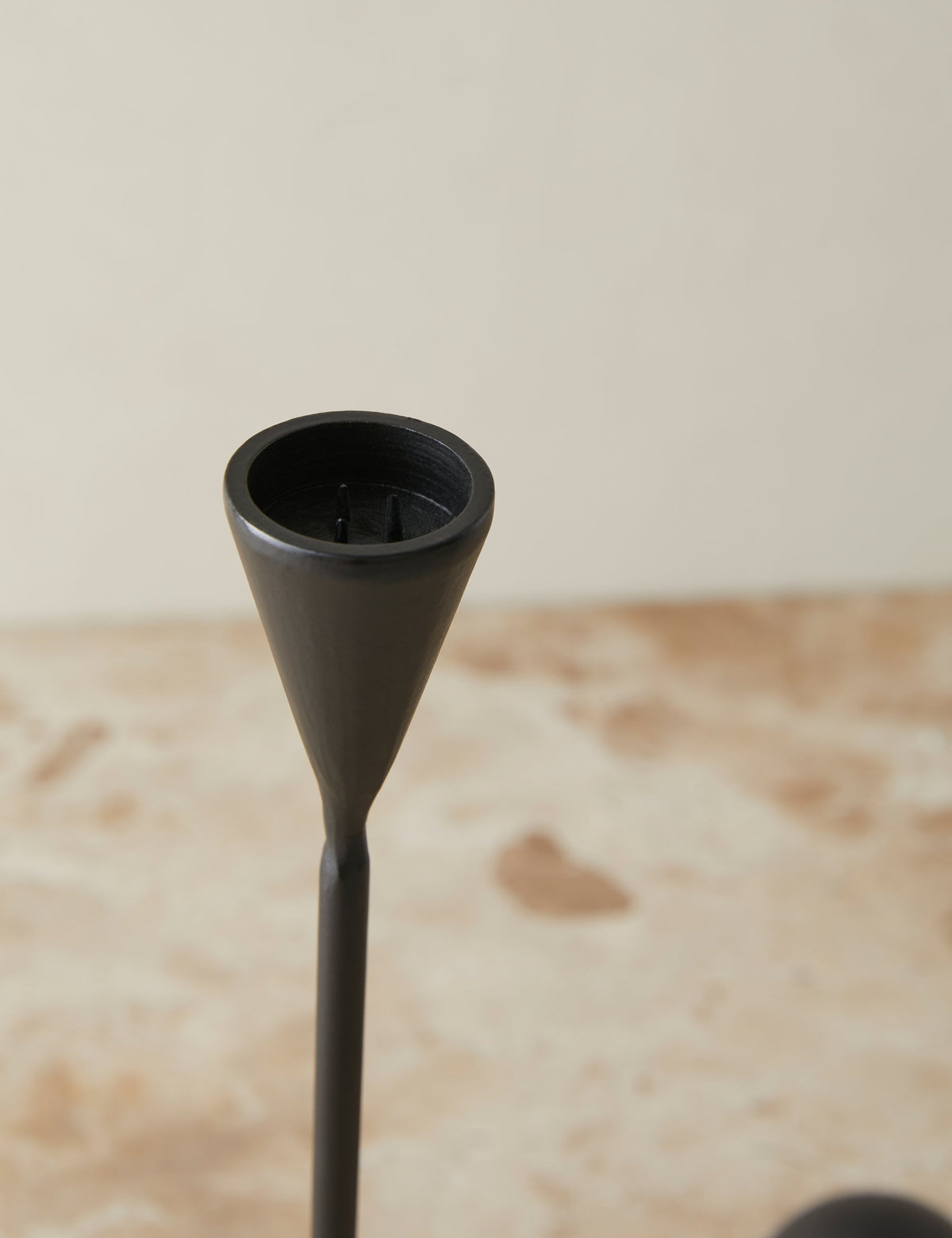 Modern Candlestick Holder, Ivory or Black Rounded Base