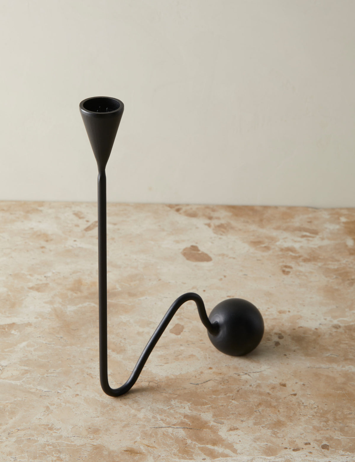 Modern Candlestick Holder, Ivory or Black Rounded Base