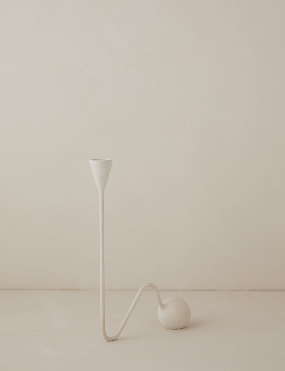Modern Candlestick Holder, Ivory or Black Rounded Base