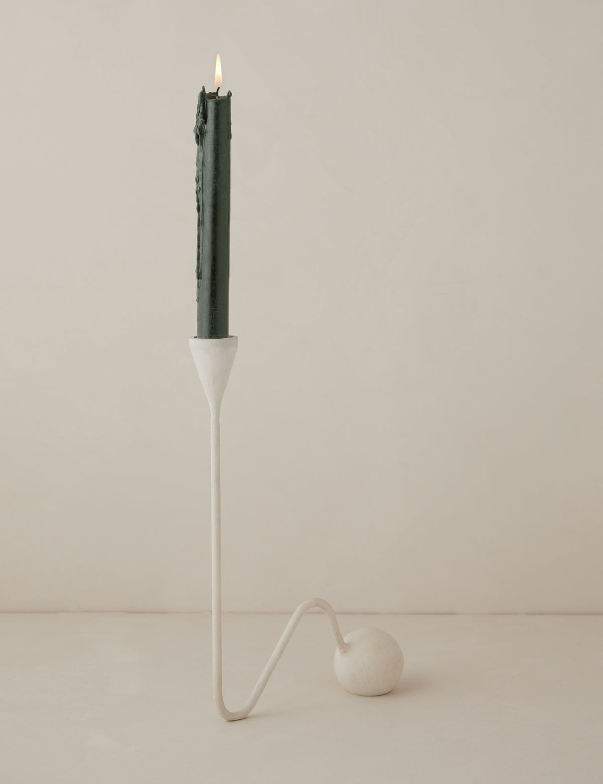 Modern Candlestick Holder, Ivory or Black Rounded Base