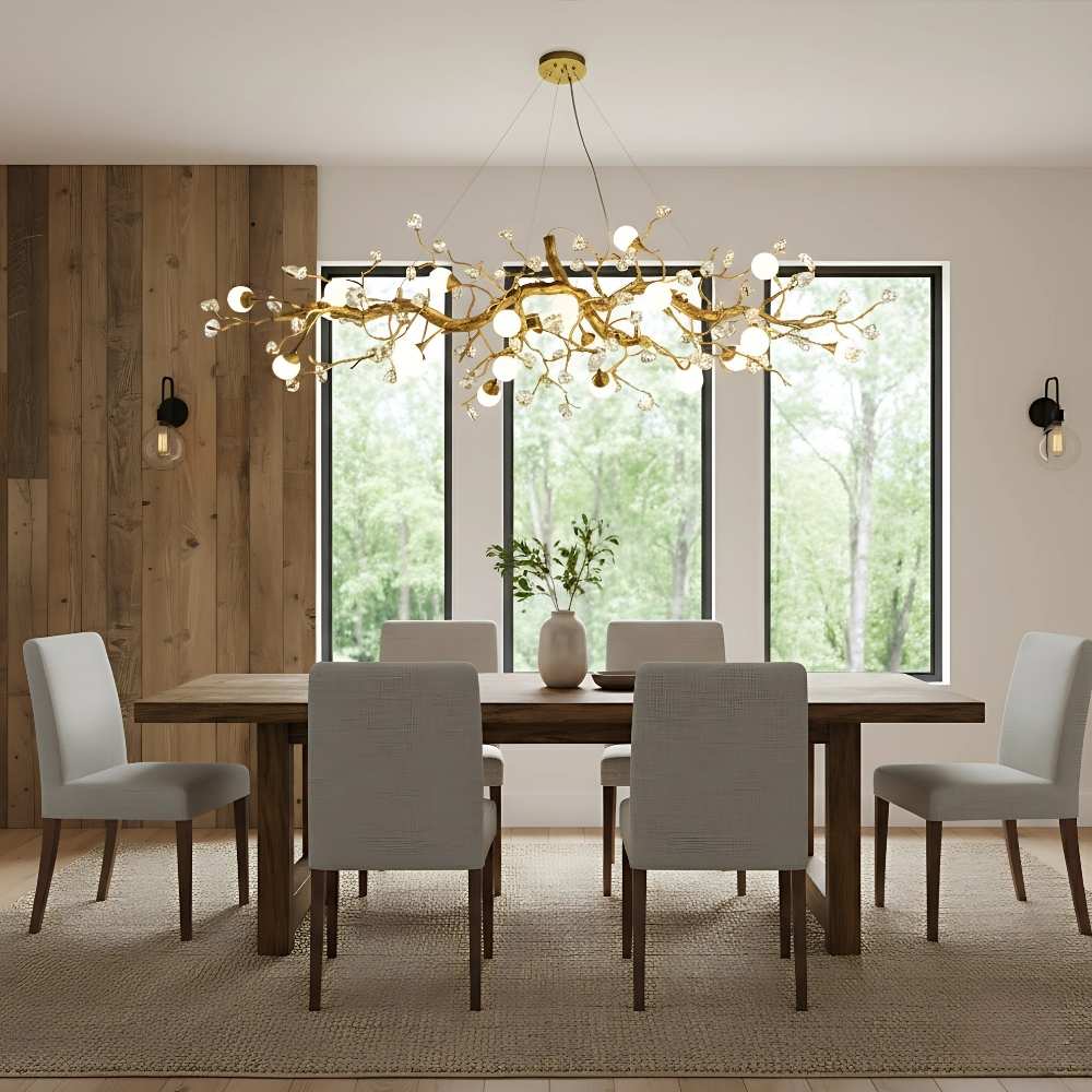 Linear Globe Branch Chandelier, Crystal Dining Island Light