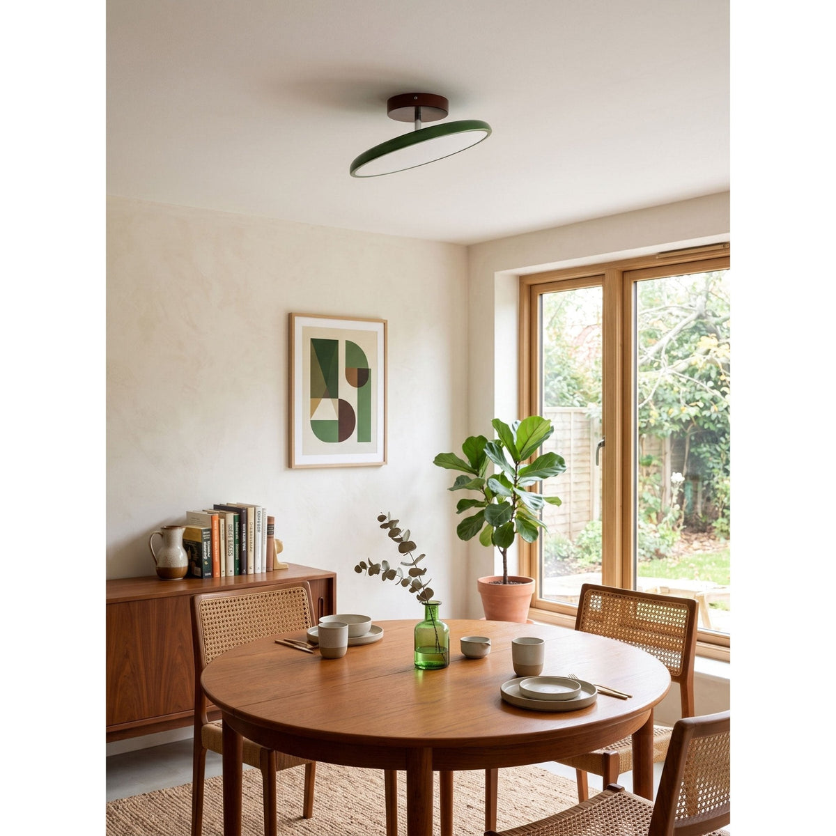 Bauhaus Swivel Arm Ceiling Light, Dimmable LED Disc Lamp