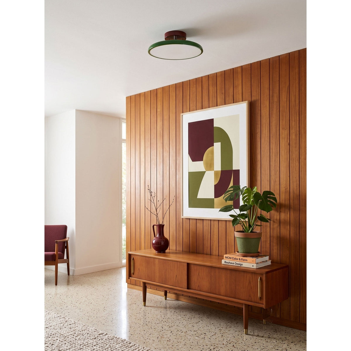Bauhaus Swivel Arm Ceiling Light, Dimmable LED Disc Lamp