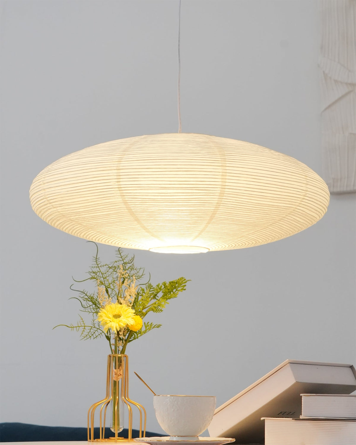 Washi Paper Lantern Pendant Light, Japandi Ceiling Lamp