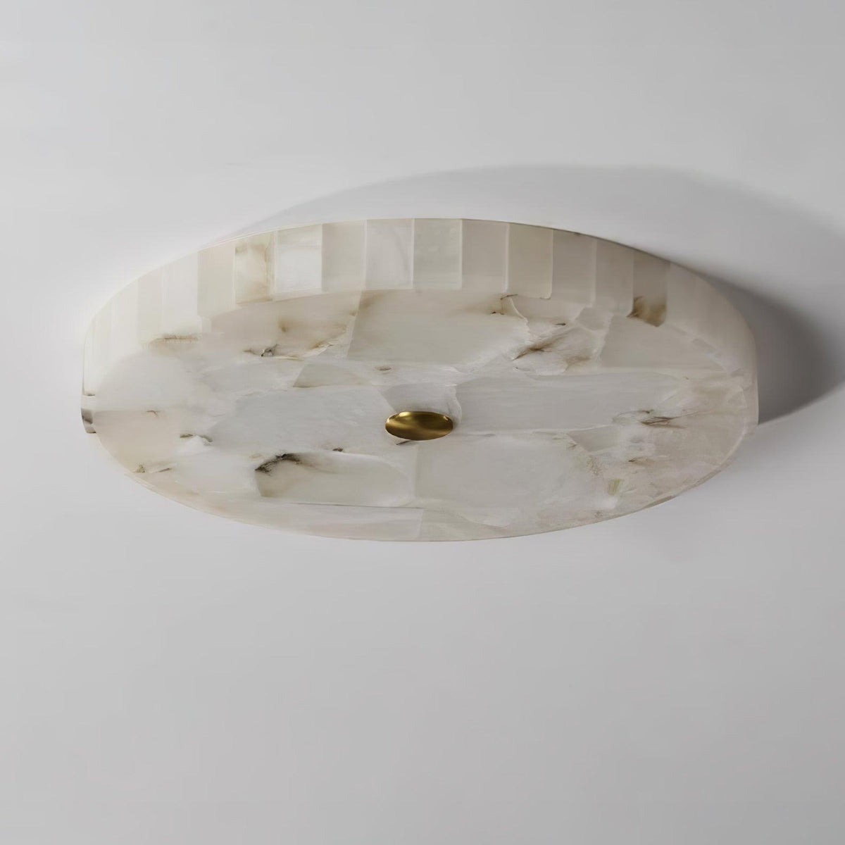 Alabaster Flush Mount Light, Round Mosaic Stone LED Lamp