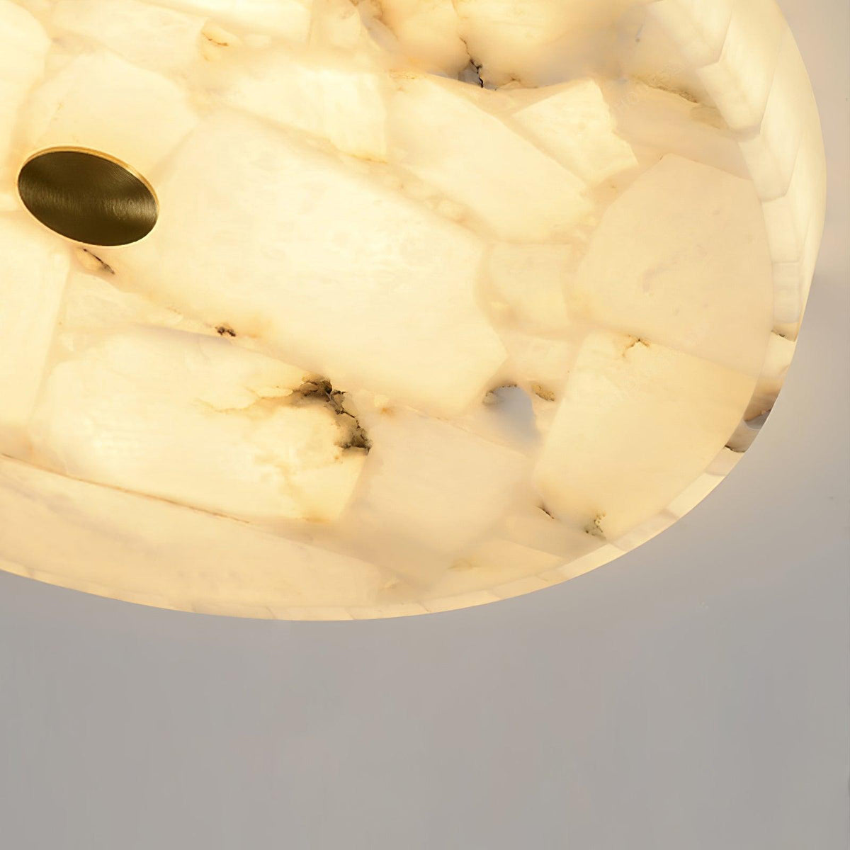 Alabaster Flush Mount Light, Round Mosaic Stone LED Lamp