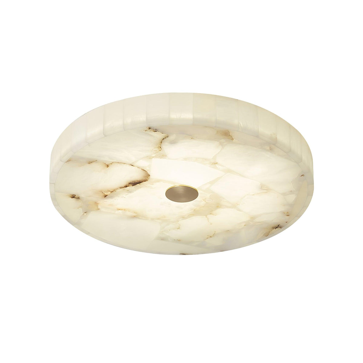 Alabaster Flush Mount Light, Round Mosaic Stone LED Lamp