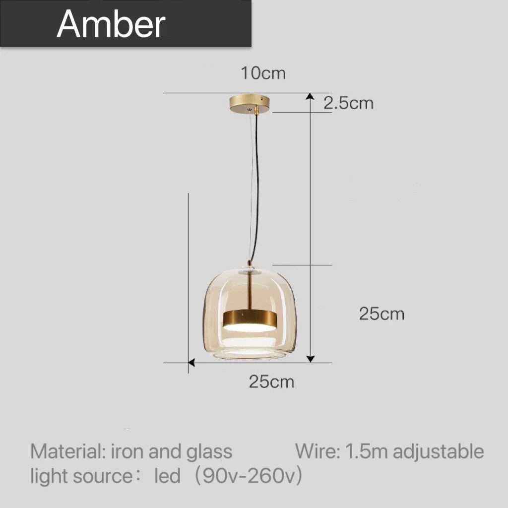Amber Glass Pendant Light, Kitchen Island Mini Pendant Set