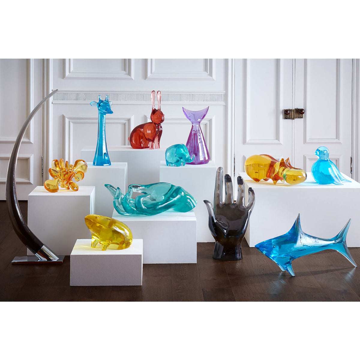 Acrylic Rabbit Sculpture, Giant Red Decorative Objet