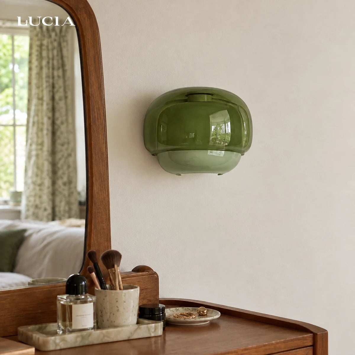 Bauhaus Mushroom Wall Sconce, Double Layer Colored Glass