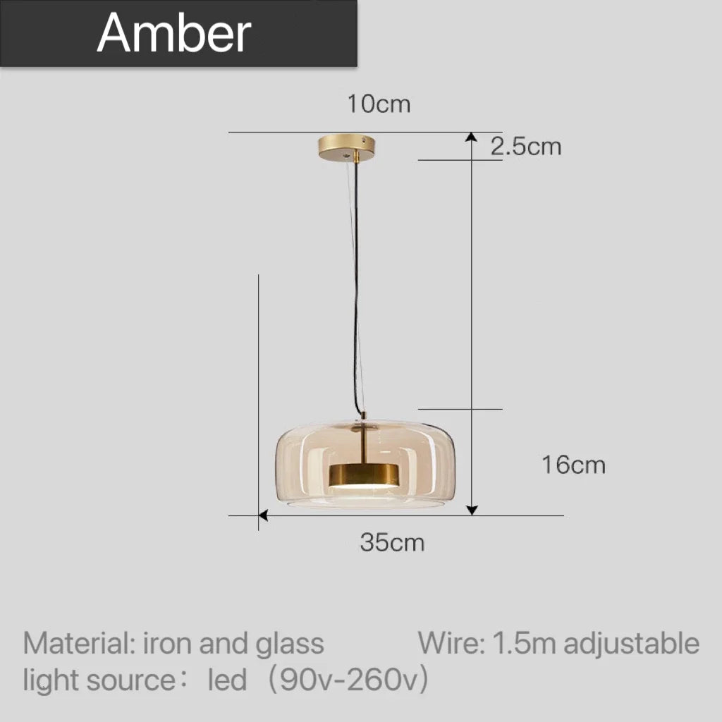 Amber Glass Pendant Light, Kitchen Island Mini Pendant Set