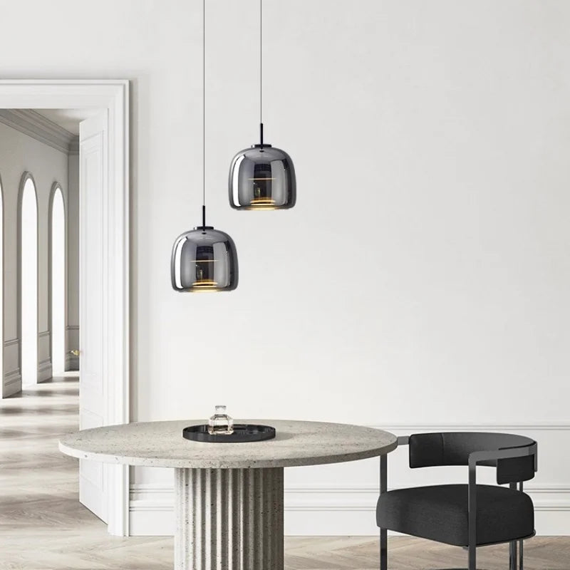 Amber Glass Pendant Light, Kitchen Island Mini Pendant Set