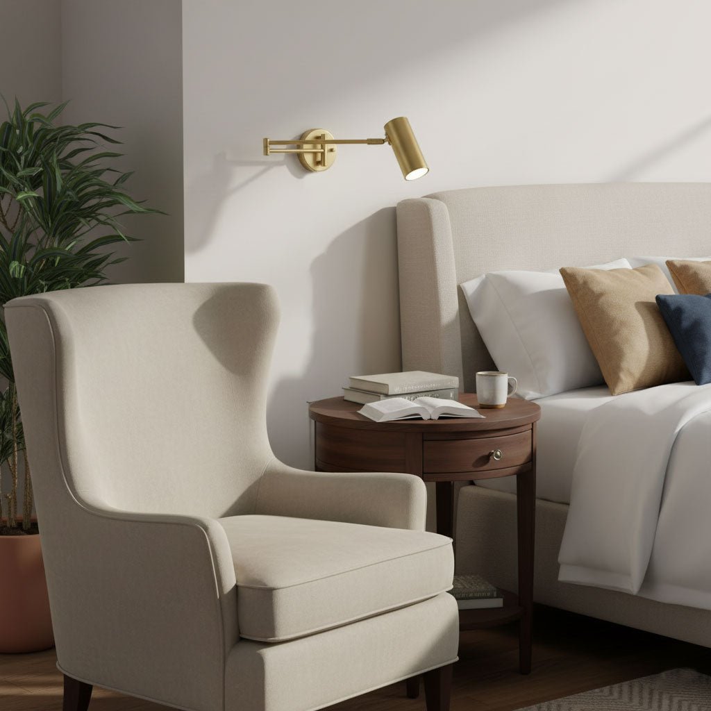 Swing Arm Wall Sconce, Adjustable LED Bedside Reading Light