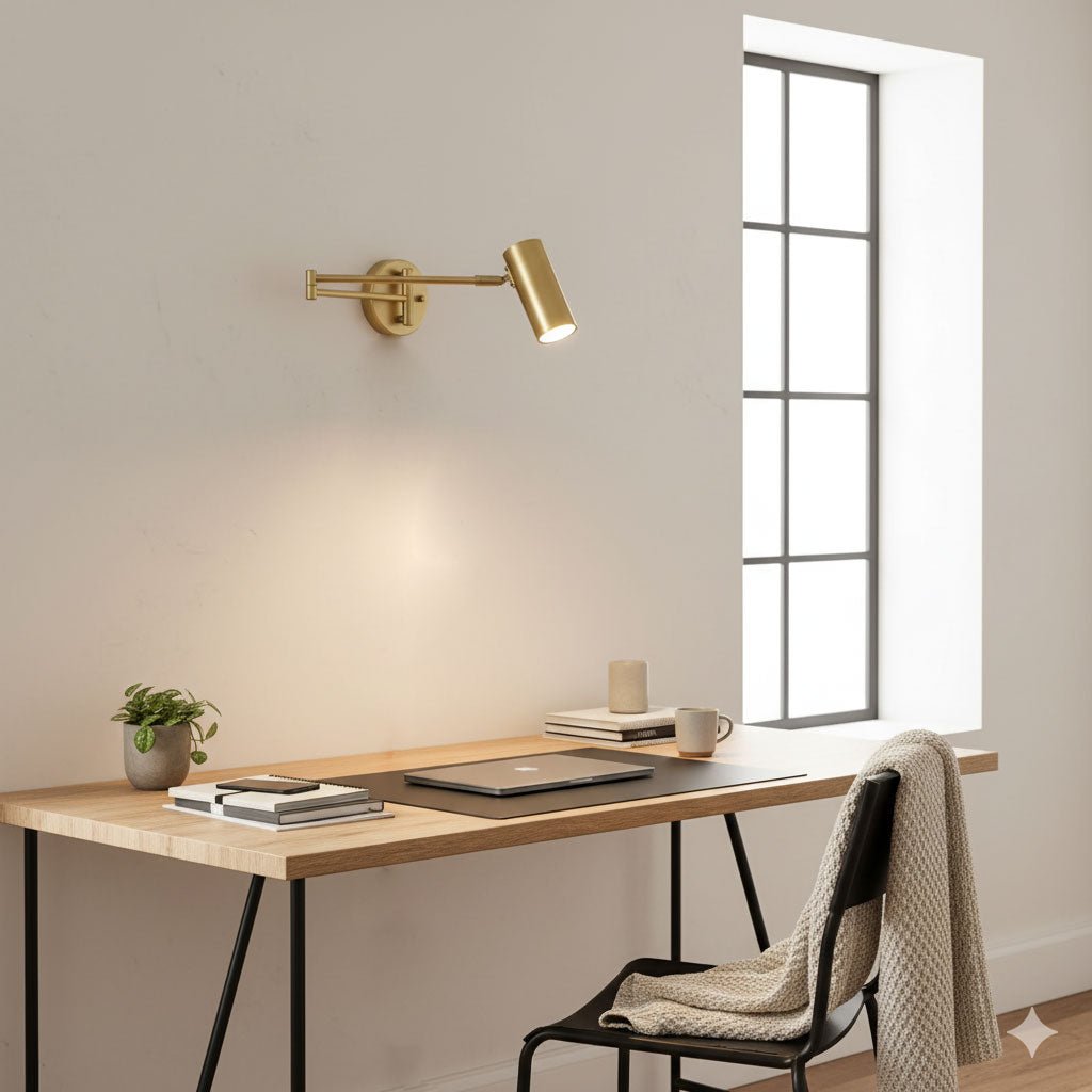 Swing Arm Wall Sconce, Adjustable LED Bedside Reading Light