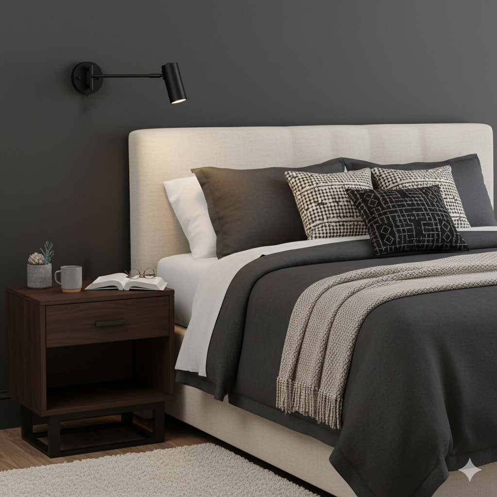 Swing Arm Wall Sconce, Adjustable LED Bedside Reading Light