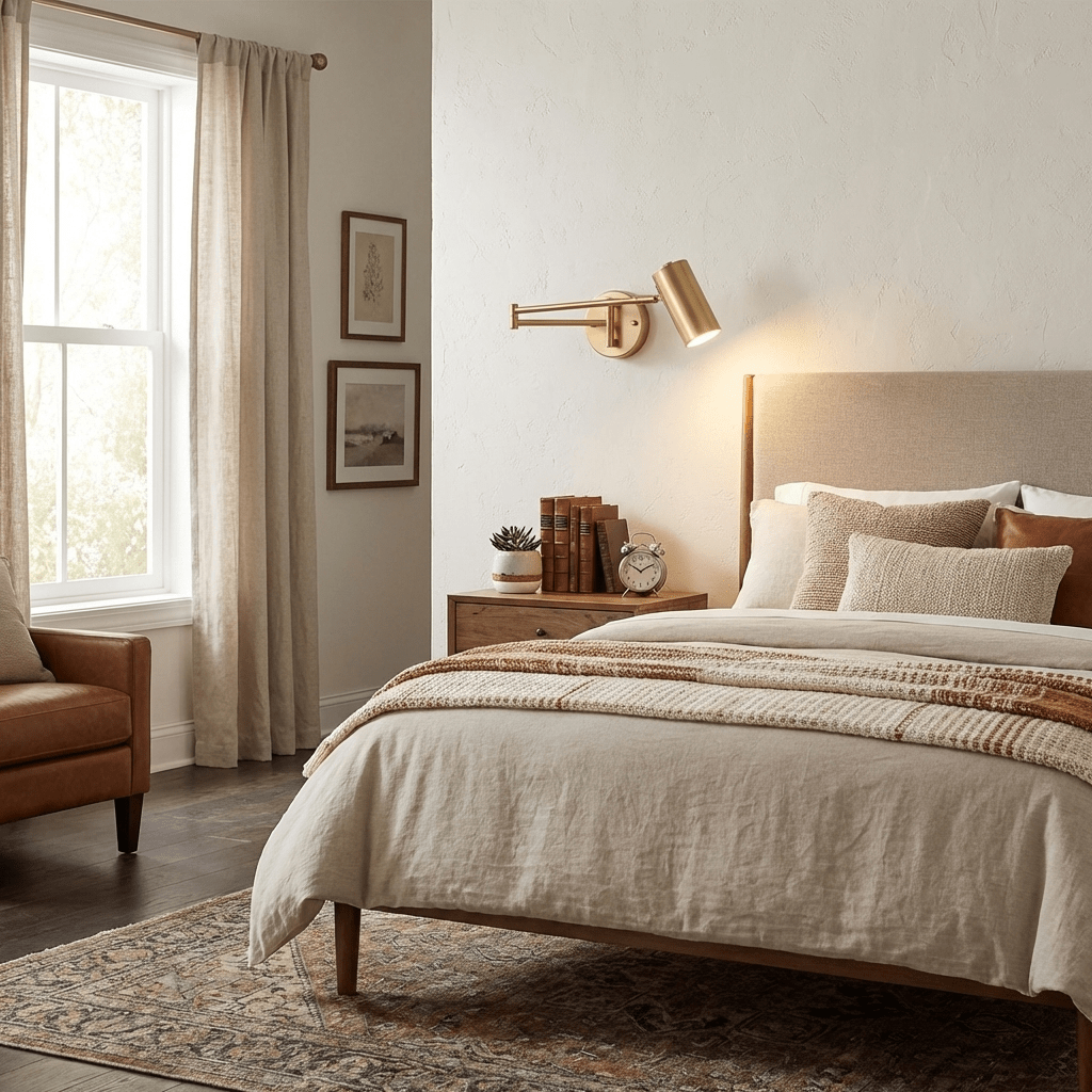 Swing Arm Wall Sconce, Adjustable LED Bedside Reading Light
